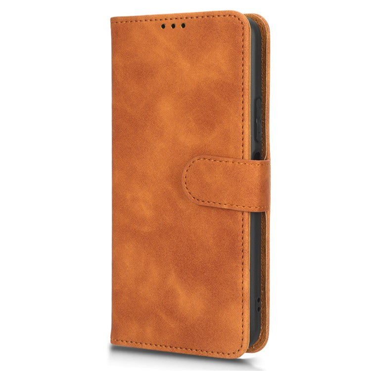 For Infinix Note 12 5G Skin-Touch Feeling Wallet Stand Phone Case PU Leather Full Protection Magnetic Clasp Cover - Brown