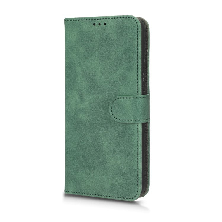 Skin-Touch Feeling Phone Case for Infinix Hot 12 Pro 4G, Wallet Stand Flip Anti-Scratch PU Leather+TPU Cover - Green