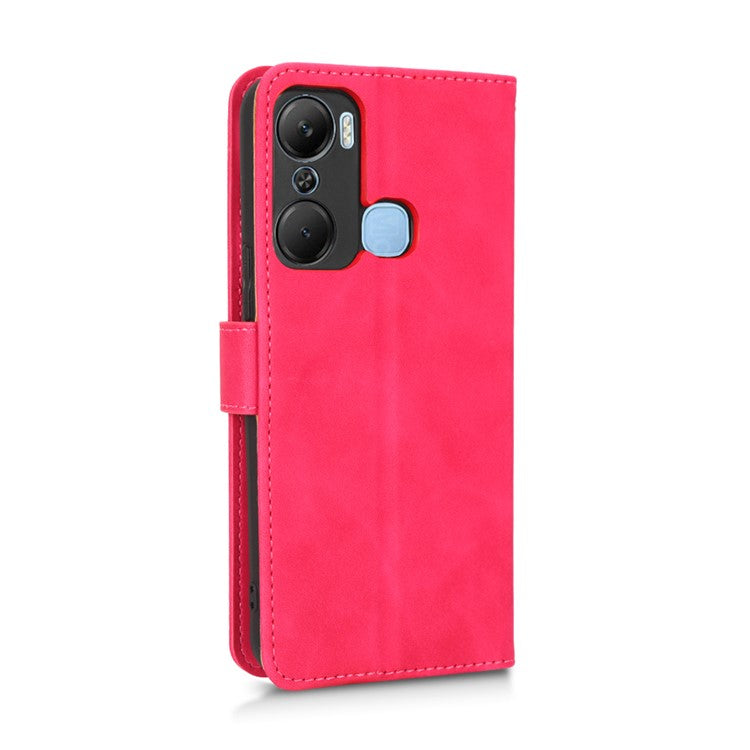 Skin-Touch Feeling Phone Case for Infinix Hot 12 Pro 4G, Wallet Stand Flip Anti-Scratch PU Leather+TPU Cover - Rose