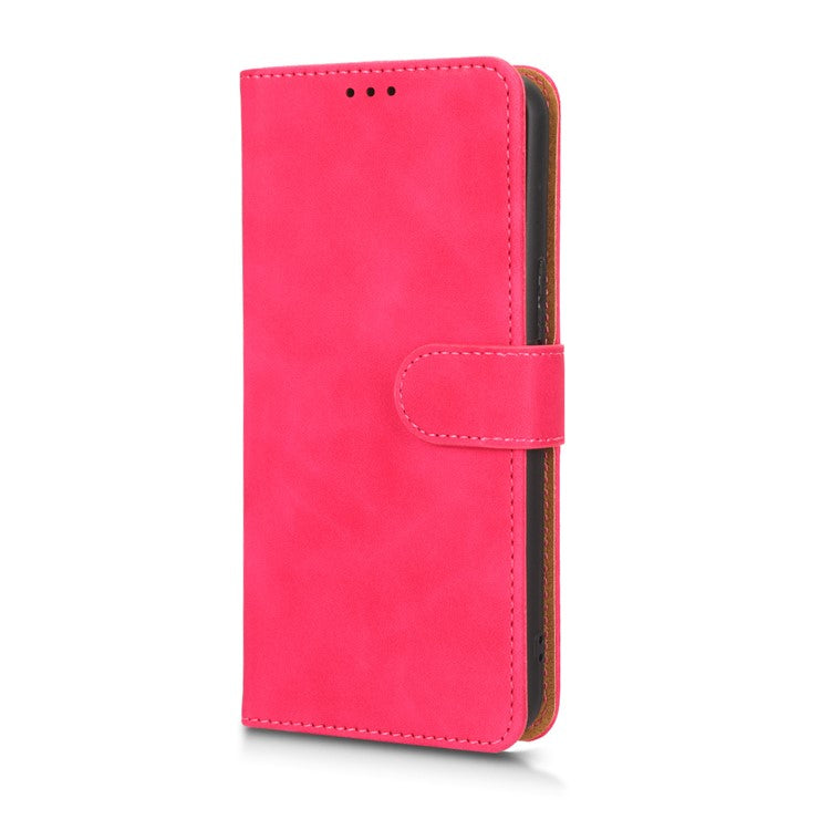 Skin-Touch Feeling Phone Case for Infinix Hot 12 Pro 4G, Wallet Stand Flip Anti-Scratch PU Leather+TPU Cover - Rose
