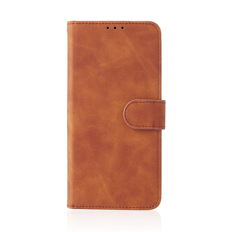 Skin-Touch Feeling Phone Case for Infinix Hot 12 Pro 4G, Wallet Stand Flip Anti-Scratch PU Leather+TPU Cover - Brown