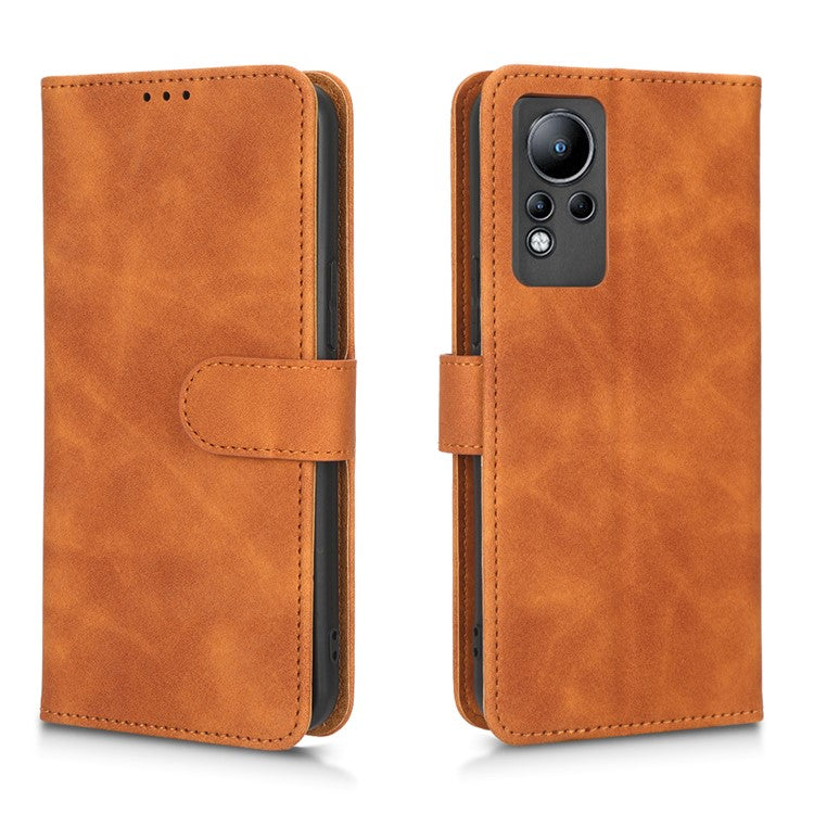 PU Leather Phone Cover for Infinix Note 11, Skin-Touch Feeling Wallet Stand Phone Shell Flip Protection Case - Brown