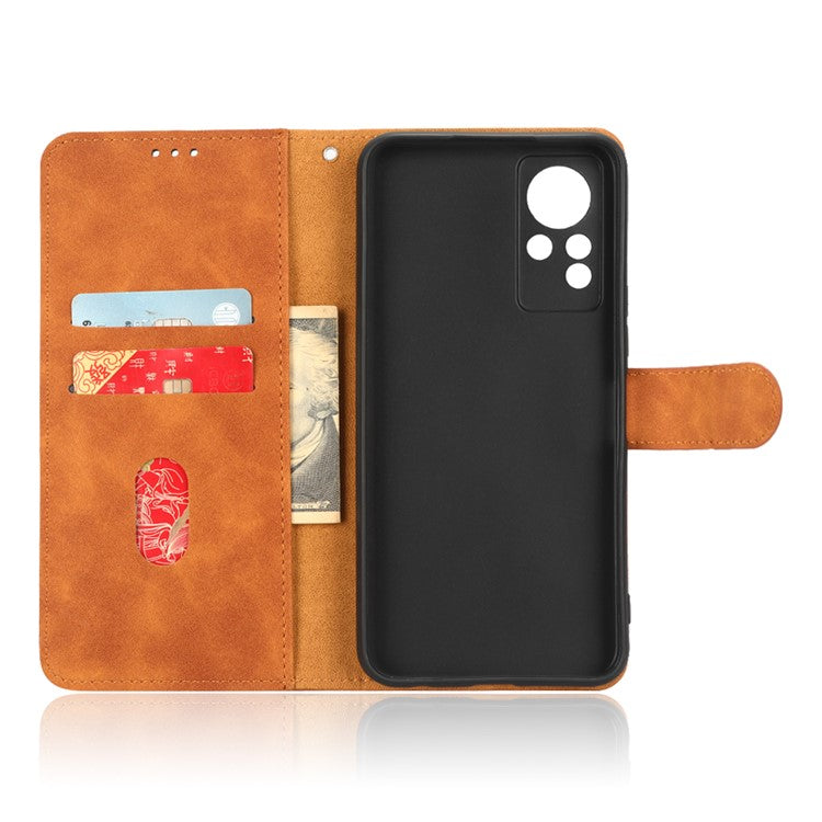 PU Leather Phone Cover for Infinix Note 11, Skin-Touch Feeling Wallet Stand Phone Shell Flip Protection Case - Brown