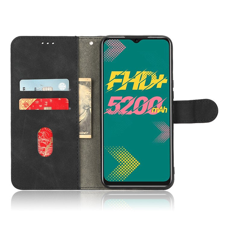 Drop-Proof Phone Case For Infinix Hot 11, Skin-Touch Feeling Wallet Stand Folio Flip PU Leather + TPU Cell Phone Cover - Black