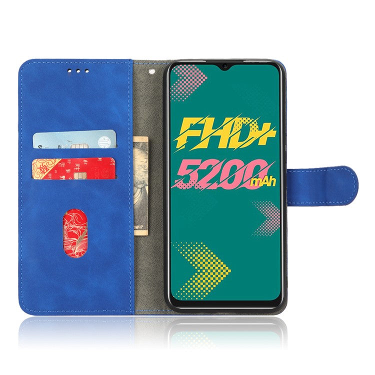 Drop-Proof Phone Case For Infinix Hot 11, Skin-Touch Feeling Wallet Stand Folio Flip PU Leather + TPU Cell Phone Cover - Blue