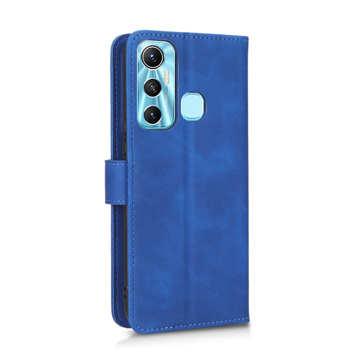 Drop-Proof Phone Case For Infinix Hot 11, Skin-Touch Feeling Wallet Stand Folio Flip PU Leather + TPU Cell Phone Cover - Blue