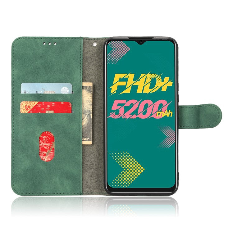 Drop-Proof Phone Case For Infinix Hot 11, Skin-Touch Feeling Wallet Stand Folio Flip PU Leather + TPU Cell Phone Cover - Green