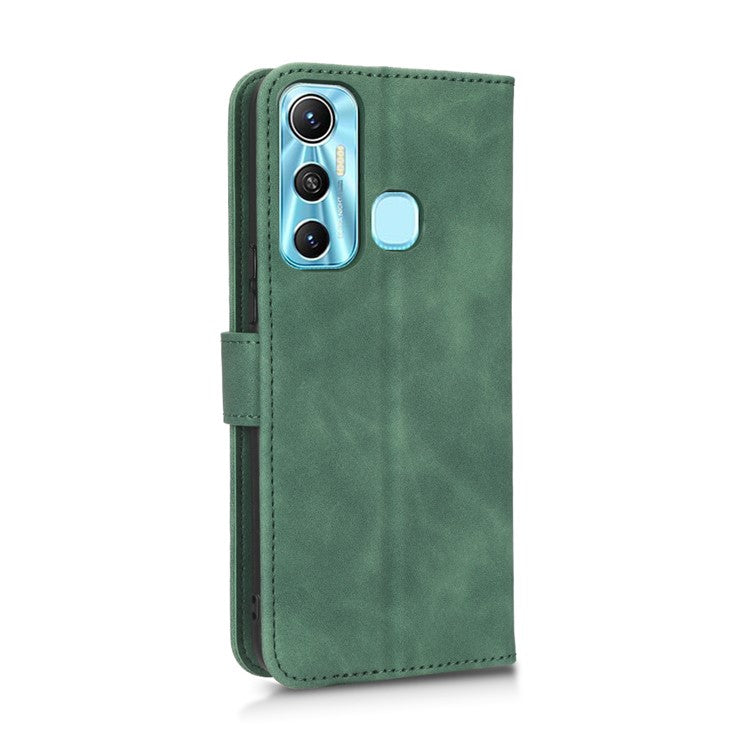 Drop-Proof Phone Case For Infinix Hot 11, Skin-Touch Feeling Wallet Stand Folio Flip PU Leather + TPU Cell Phone Cover - Green