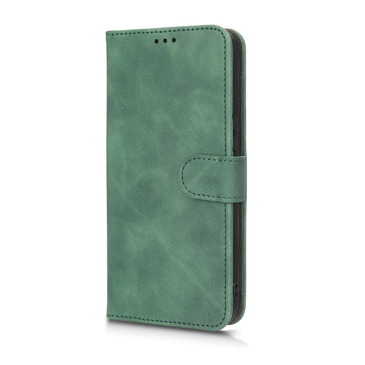 Drop-Proof Phone Case For Infinix Hot 11, Skin-Touch Feeling Wallet Stand Folio Flip PU Leather + TPU Cell Phone Cover - Green