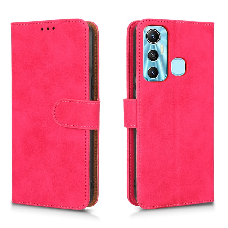 Drop-Proof Phone Case For Infinix Hot 11, Skin-Touch Feeling Wallet Stand Folio Flip PU Leather + TPU Cell Phone Cover - Red