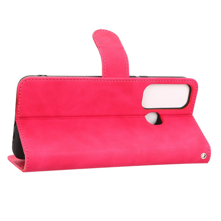 Drop-Proof Phone Case For Infinix Hot 11, Skin-Touch Feeling Wallet Stand Folio Flip PU Leather + TPU Cell Phone Cover - Red