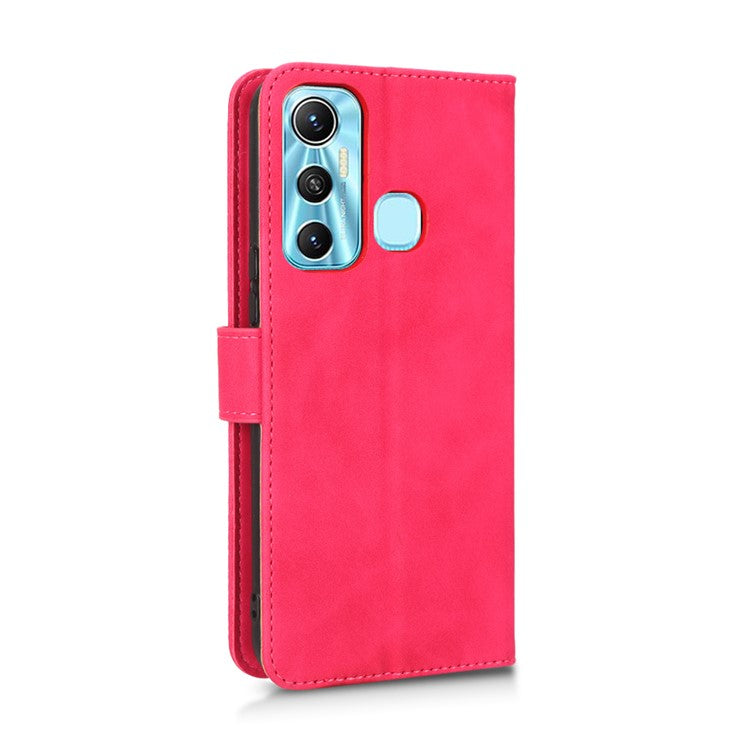 Drop-Proof Phone Case For Infinix Hot 11, Skin-Touch Feeling Wallet Stand Folio Flip PU Leather + TPU Cell Phone Cover - Red