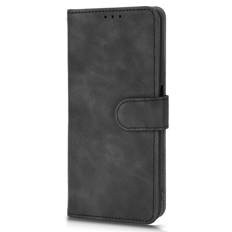 For Oppo A57e 4G / A57s 4G / A57 4G / A77 4G / OnePlus Nord N20 SE 4G Skin-touch Phone Case PU Leather Wallet Stand Shockproof Cover - Black