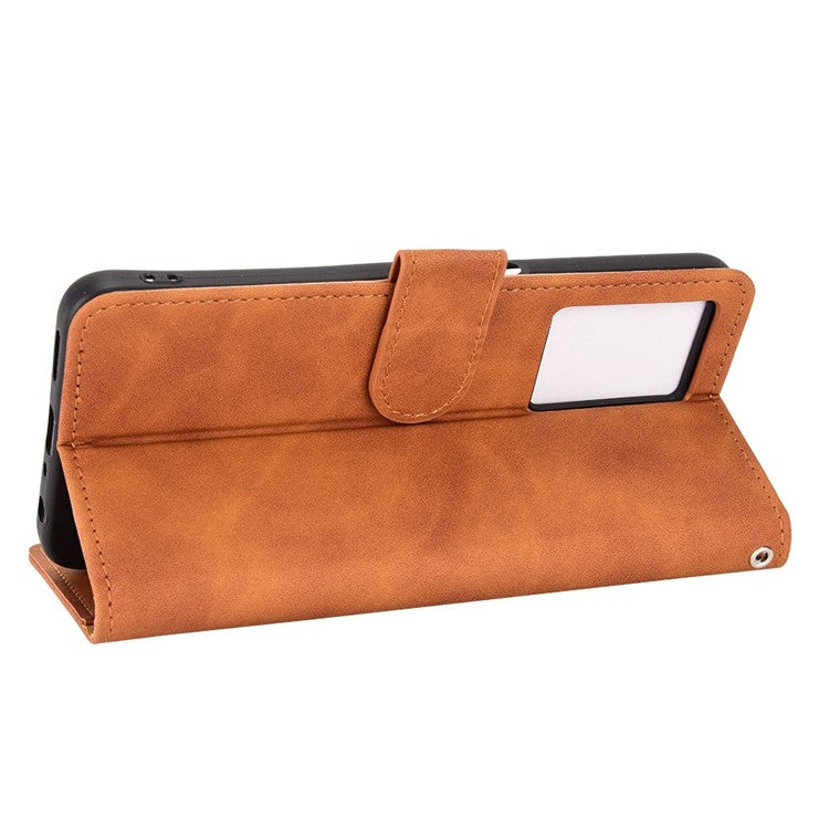 For Oppo A57e 4G / A57s 4G / A57 4G / A77 4G / OnePlus Nord N20 SE 4G Skin-touch Phone Case PU Leather Wallet Stand Shockproof Cover - Brown