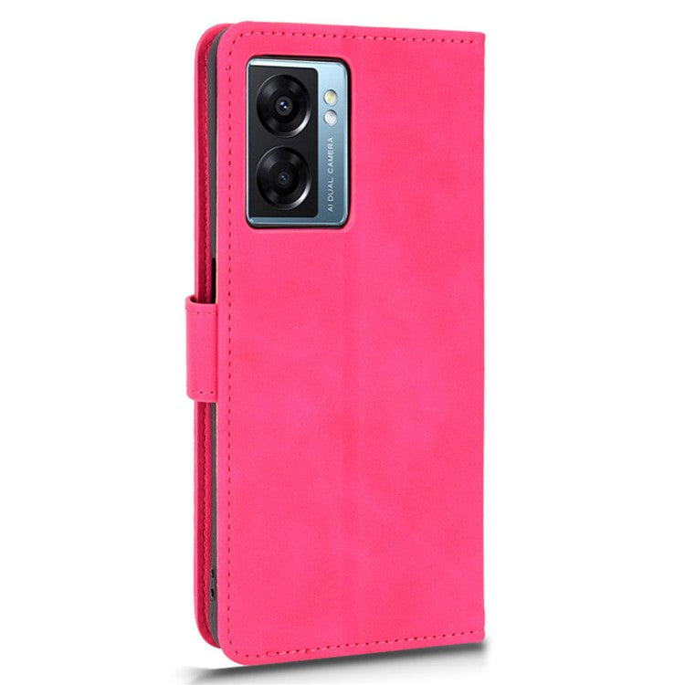 For Oppo A57e 4G / A57s 4G / A57 4G / A77 4G / OnePlus Nord N20 SE 4G Skin-touch Phone Case PU Leather Wallet Stand Shockproof Cover - Red