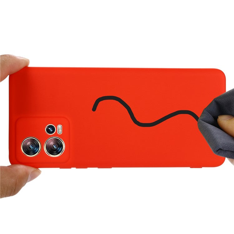For Motorola Moto S30 Pro 5G / Edge 30 Fusion 5G Liquid Silicone Cell Phone Case Anti-scratch Soft Lining Protective Cover with Strap - Red