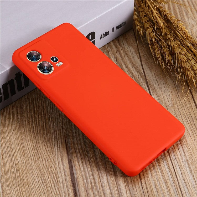 For Motorola Moto S30 Pro 5G / Edge 30 Fusion 5G Liquid Silicone Cell Phone Case Anti-scratch Soft Lining Protective Cover with Strap - Red