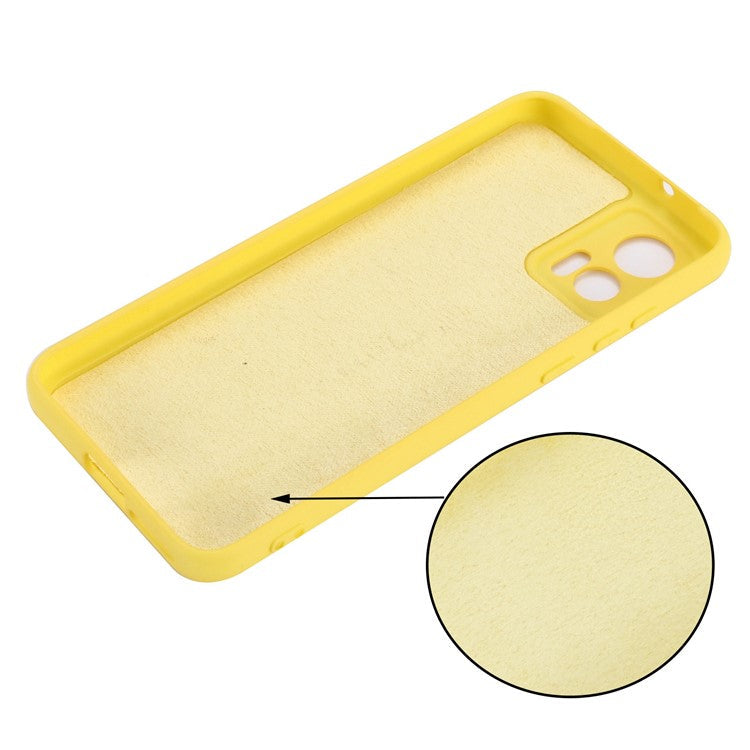 For Motorola Edge 30 Neo 5G / Edge 30 Lite Anti-scratch Liquid Silicone Cell Phone Case Shockproof Protective Cover with Strap - Yellow