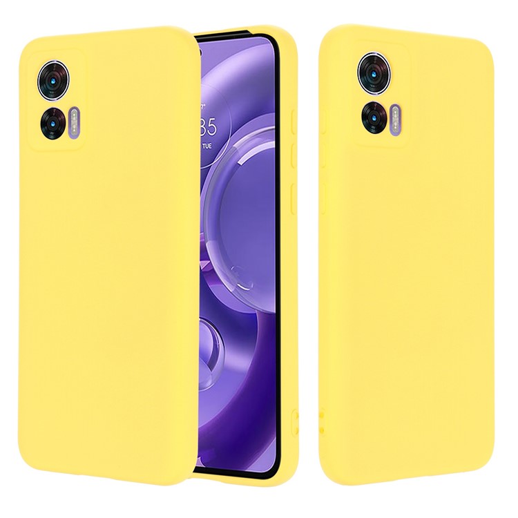 For Motorola Edge 30 Neo 5G / Edge 30 Lite Anti-scratch Liquid Silicone Cell Phone Case Shockproof Protective Cover with Strap - Yellow