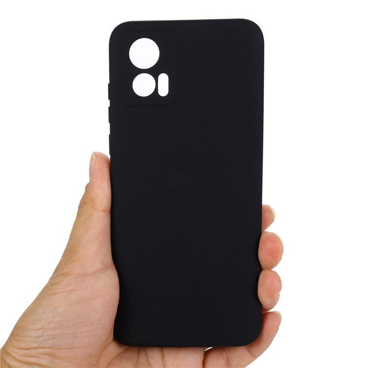For Motorola Edge 30 Neo 5G / Edge 30 Lite Anti-scratch Liquid Silicone Cell Phone Case Shockproof Protective Cover with Strap - Black