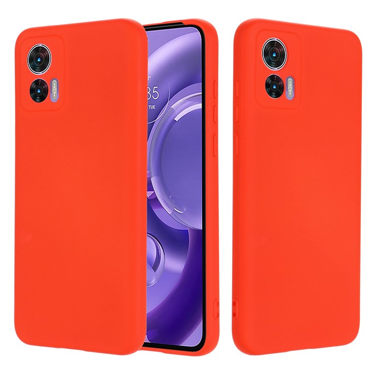 For Motorola Edge 30 Neo 5G / Edge 30 Lite Anti-scratch Liquid Silicone Cell Phone Case Shockproof Protective Cover with Strap - Red