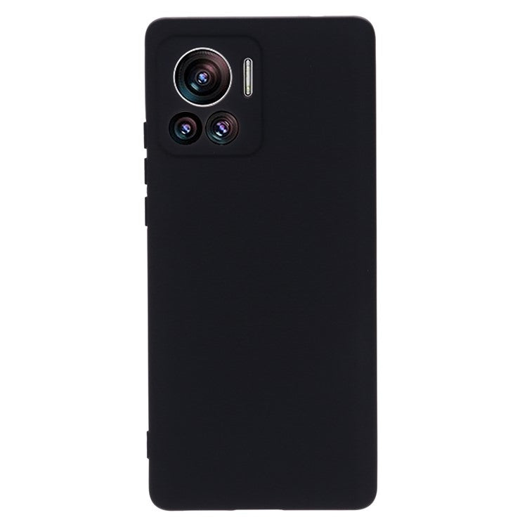 For Motorola Moto X30 Pro 5G / Edge 30 Ultra 5G Liquid Silicone Soft Touch Case Microfiber Lining Camera Protection Phone Cover with Strap - Black