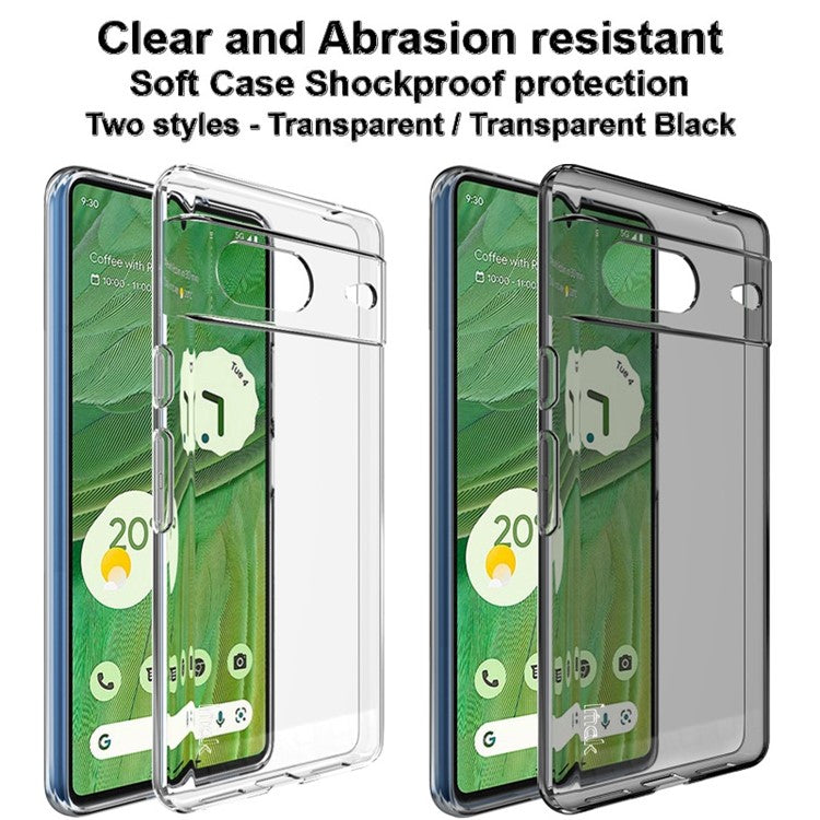 IMAK UX-5 Series for Google Pixel 7 5G Flexible TPU Phone Shell Super Clear Anti-dust Phone Case - Transparent Black