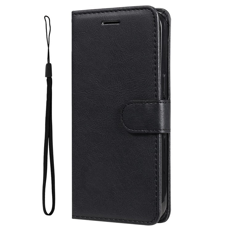KT Leather Series-2 for Oppo A17 4G / A17k 4G Solid Color PU Leather Case Magnetic Clasp Phone Stand Wallet Cover with Strap - Black