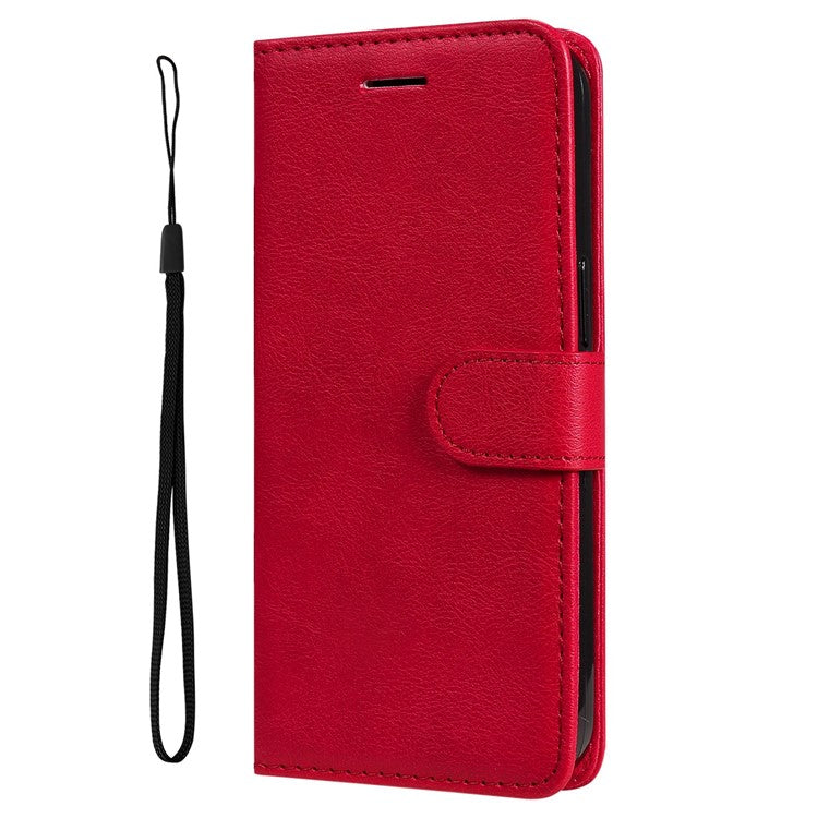 KT Leather Series-2 for Oppo A17 4G / A17k 4G Solid Color PU Leather Case Magnetic Clasp Phone Stand Wallet Cover with Strap - Red