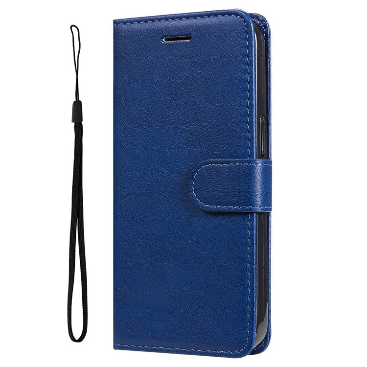 KT Leather Series-2 for Oppo A17 4G / A17k 4G Solid Color PU Leather Case Magnetic Clasp Phone Stand Wallet Cover with Strap - Blue