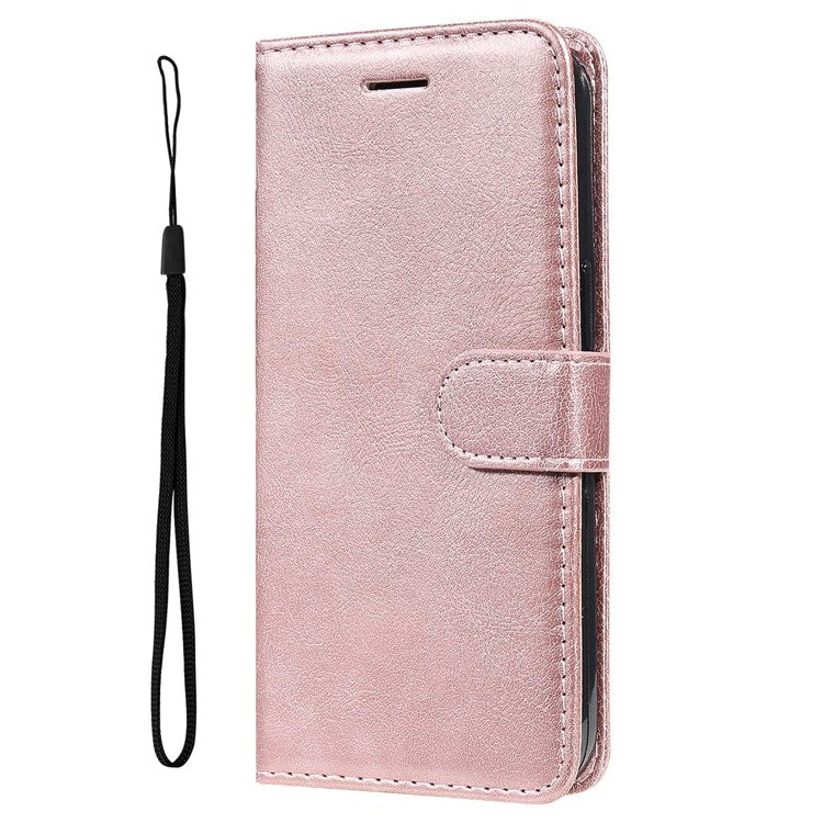KT Leather Series-2 for Oppo A17 4G / A17k 4G Solid Color PU Leather Case Magnetic Clasp Phone Stand Wallet Cover with Strap - Rose Gold