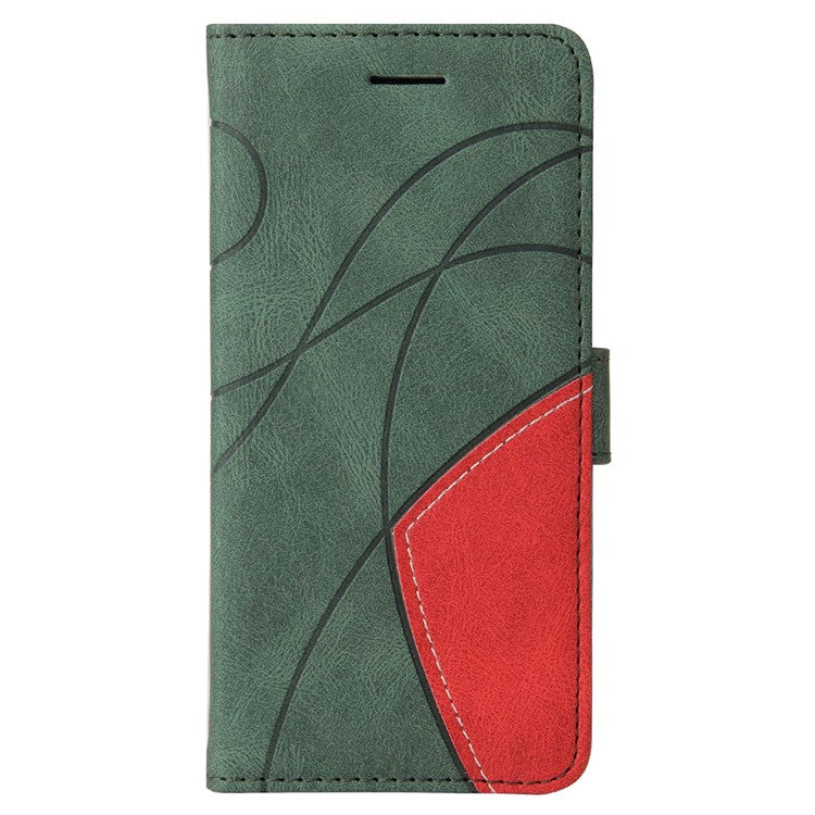 KT Leather Series-1 Phone Case for Oppo A17 4G / A17k 4G , Dual-color Splicing PU Leather Stand Wallet Cover - Green