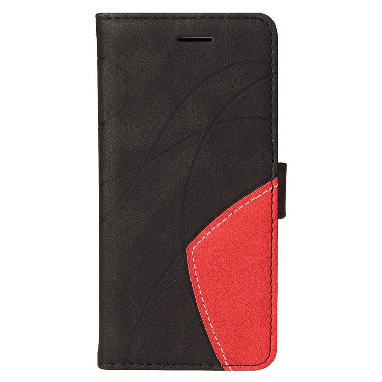 KT Leather Series-1 Phone Case for Oppo A17 4G / A17k 4G , Dual-color Splicing PU Leather Stand Wallet Cover - Black