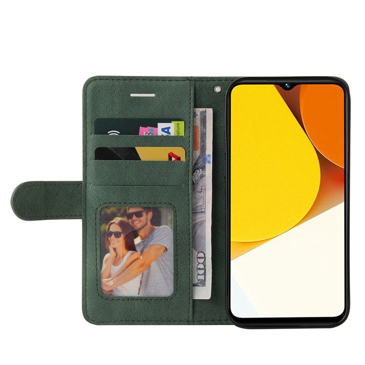 KT Leather Series-1 Phone Case for vivo Y35 / Y22s 4G / Y22 4G, Dual-color Splicing PU Leather+TPU Stand Wallet Cover - Green