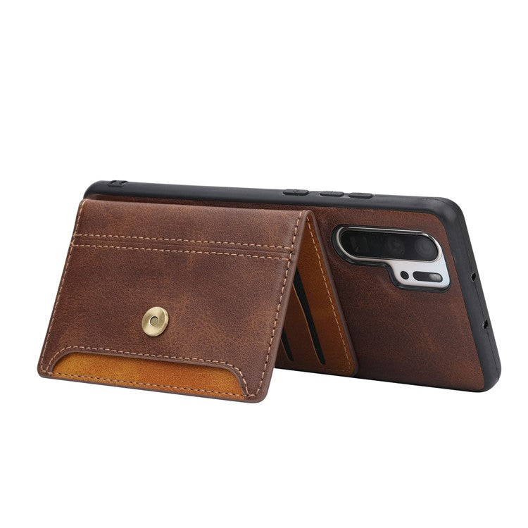 For Samsung Galaxy S23 Ultra Shockproof Calf Texture Phone Case Card Slots Kickstand PU Leather Coated TPU Protective Back Cover - Red