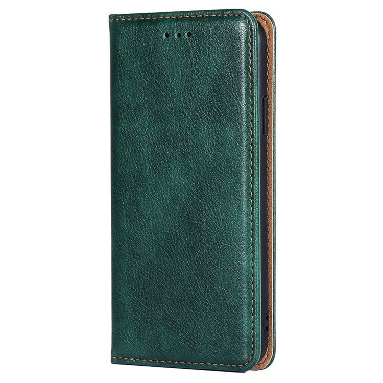 PU Leather Magnetic Auto-absorbed Case for Oppo A17 4G Wallet Stand Protective Phone Cover - Green