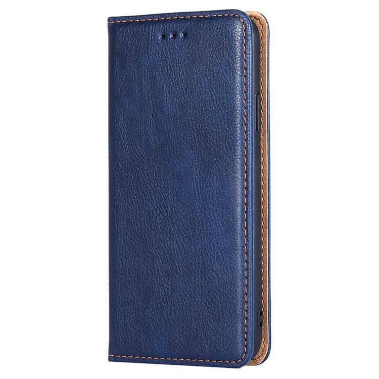 PU Leather Magnetic Auto-absorbed Case for Oppo A17 4G Wallet Stand Protective Phone Cover - Blue