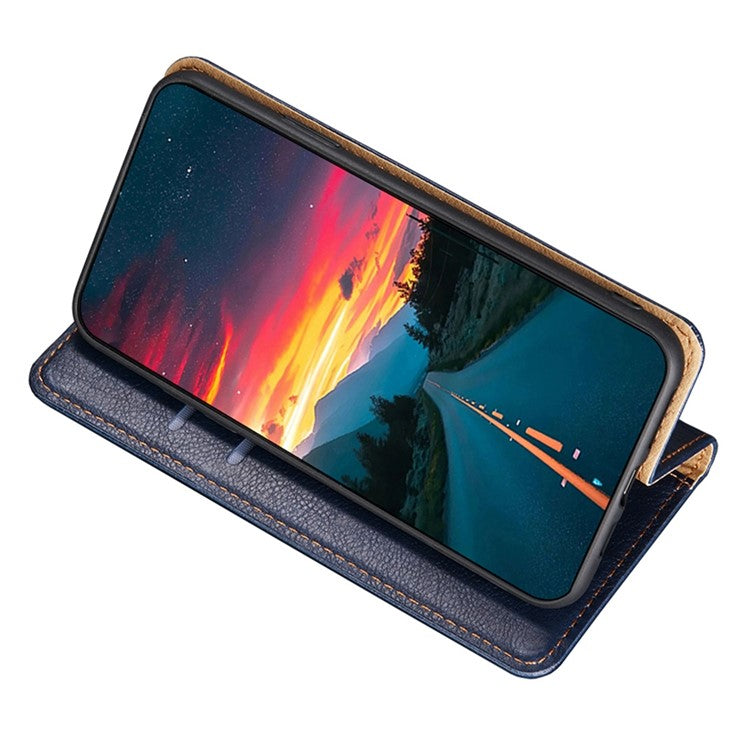 PU Leather Magnetic Auto-absorbed Case for Oppo A17 4G Wallet Stand Protective Phone Cover - Rose Gold