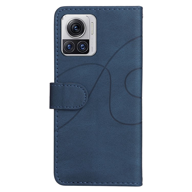 KT Leather Series-1 for Motorola Moto X30 Pro 5G / Edge 30 Ultra 5G Anti-drop Dual-color Splicing PU Leather Phone Case Stand Wallet Cover - Blue