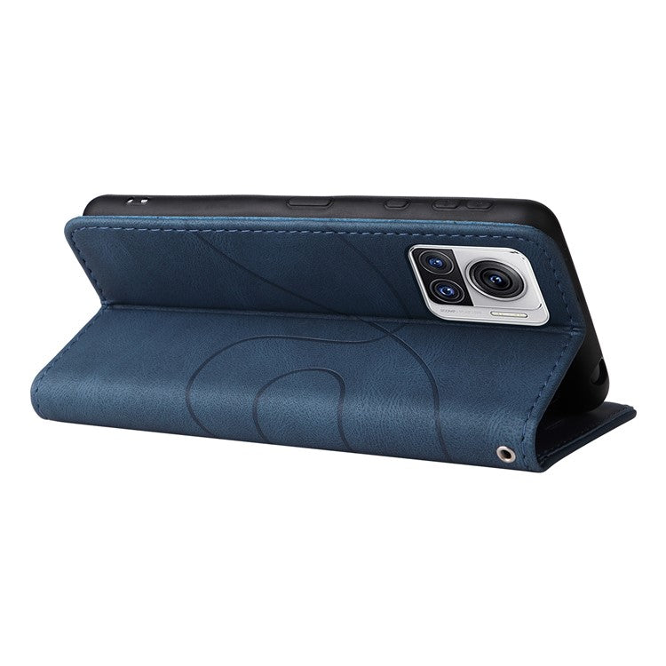 KT Leather Series-1 for Motorola Moto X30 Pro 5G / Edge 30 Ultra 5G Anti-drop Dual-color Splicing PU Leather Phone Case Stand Wallet Cover - Blue