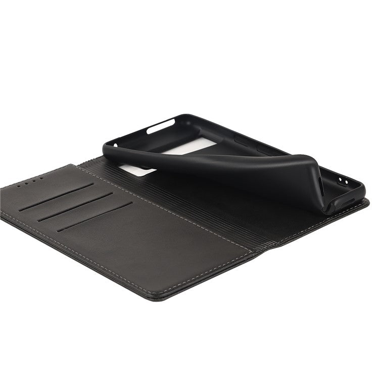 For Google Pixel 7 5G Phone Case Calf Texture Wallet Case Stand Magnetic Absorption All-Inclusive Shockproof Phone Cover - Black