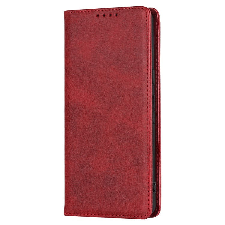 For Google Pixel 7 5G Phone Case Calf Texture Wallet Case Stand Magnetic Absorption All-Inclusive Shockproof Phone Cover - Red