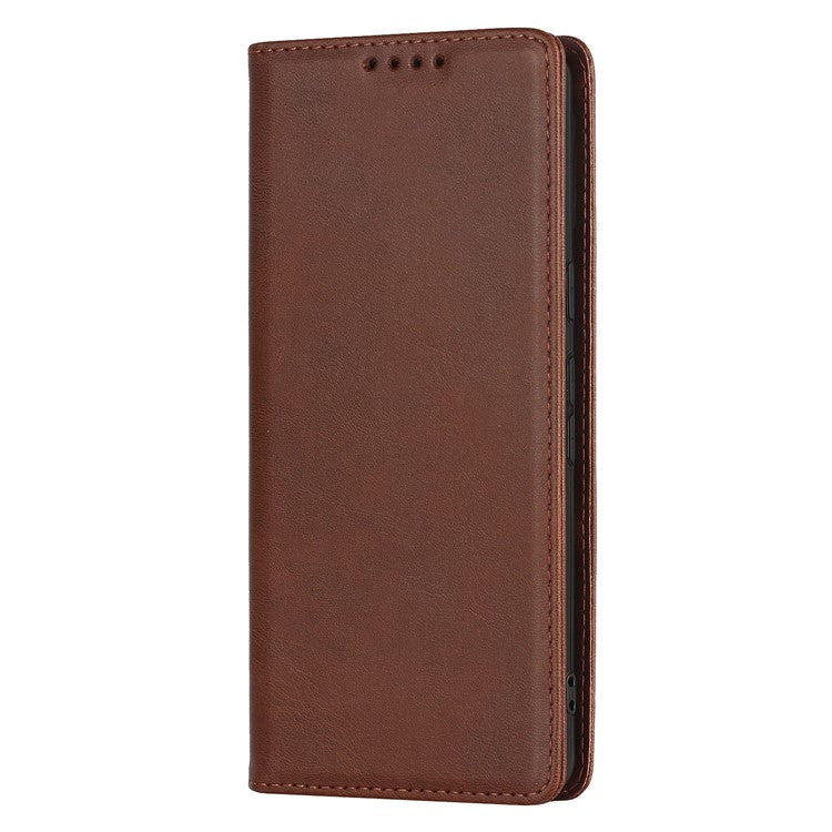 For Google Pixel 7 5G Phone Case Calf Texture Wallet Case Stand Magnetic Absorption All-Inclusive Shockproof Phone Cover - Dark Brown