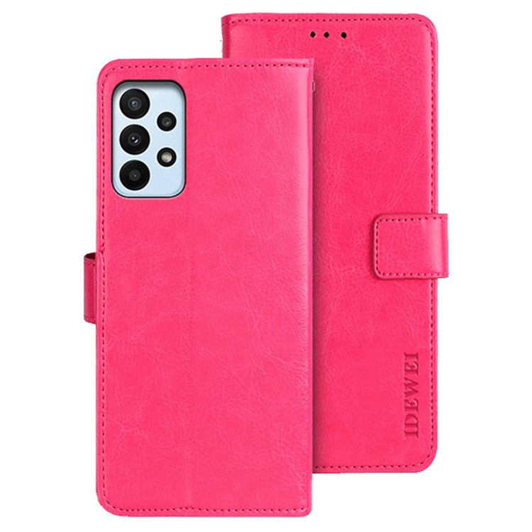IDEWEI For Samsung Galaxy A23 4G / A23 5G (Global Version) Anti-scratch PU Leather Flip Stand Wallet Cover Crazy Horse Texture Phone Protective Case - Rose