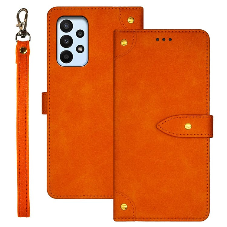 IDEWEI For Samsung Galaxy A23 4G / A23 5G (Global Version) Card Slots Design PU Leather Phone Case Stand Magnetic Protect Flip Cover Cover - Orange