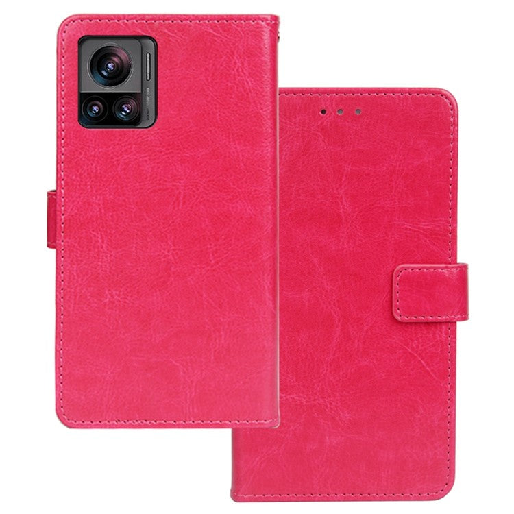 IDEWEI For Motorola Edge 30 Ultra 5G / Moto X30 Pro 5G Crazy Horse Texture Phone Wallet Stand Case PU Leather Full Protection Cover - Rose