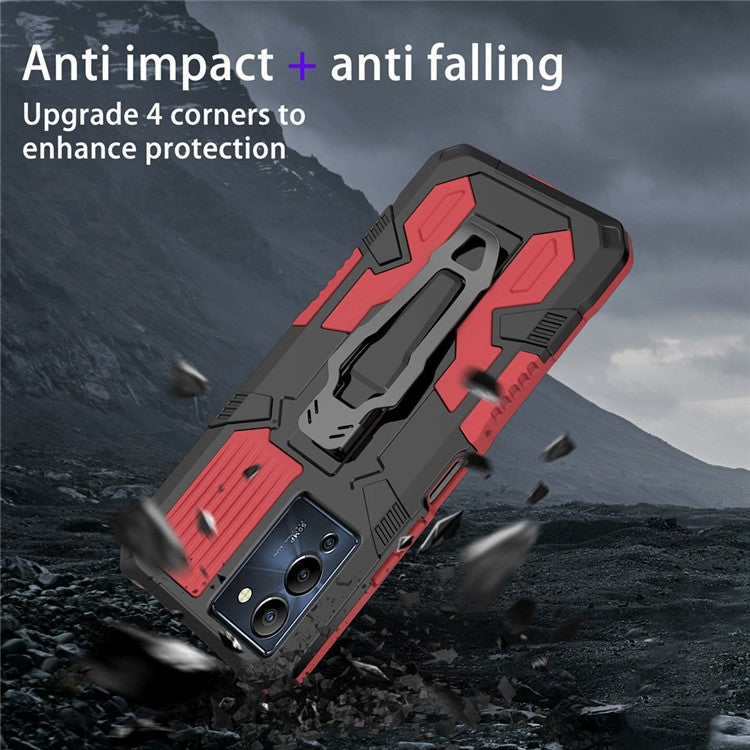 Mechwarrior Project for Infinix Note 12 G96 4G Shockproof Protective Case TPU + PC Tough Armor Phone Cover with Back Clip Kickstand - Red