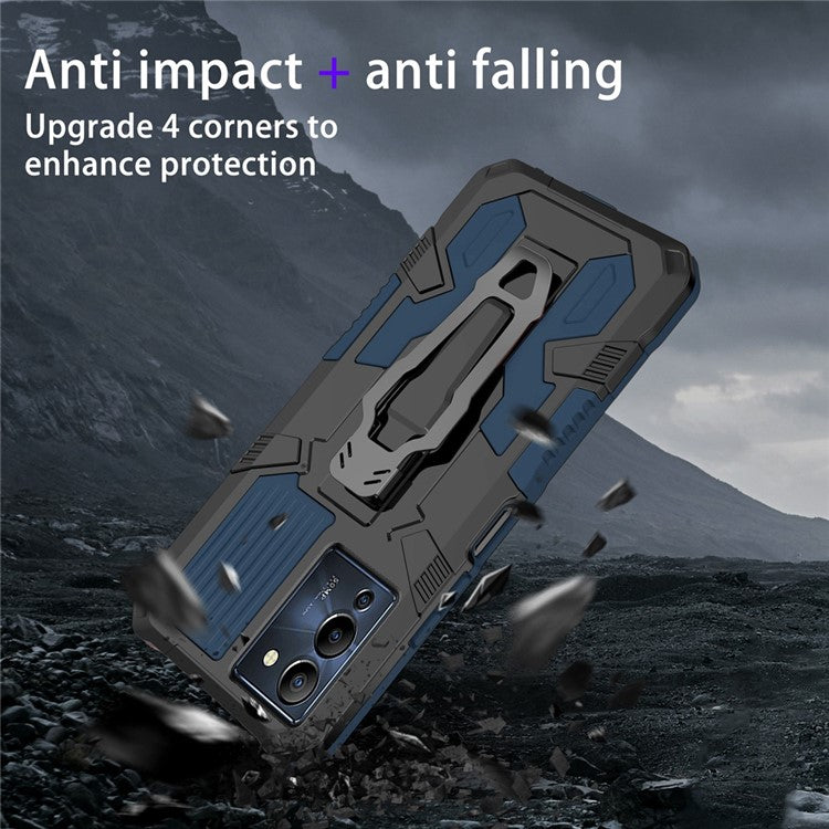 Mechwarrior Project for Infinix Note 12 G96 4G Shockproof Protective Case TPU + PC Tough Armor Phone Cover with Back Clip Kickstand - Blue