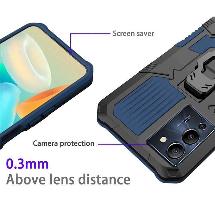 Mechwarrior Project for Infinix Note 12 G96 4G Shockproof Protective Case TPU + PC Tough Armor Phone Cover with Back Clip Kickstand - Blue