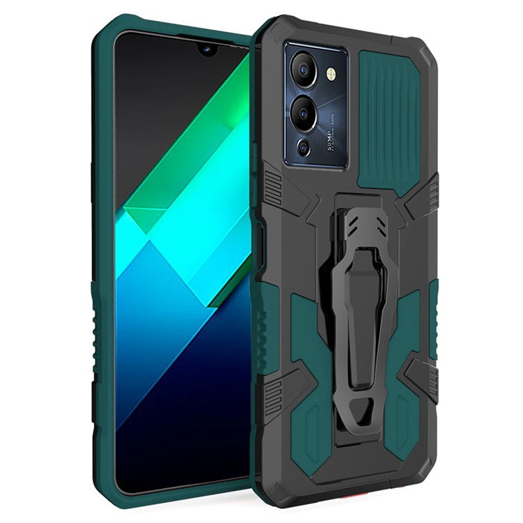 Mechwarrior Project for Infinix Note 12 G96 4G Shockproof Protective Case TPU + PC Tough Armor Phone Cover with Back Clip Kickstand - Green